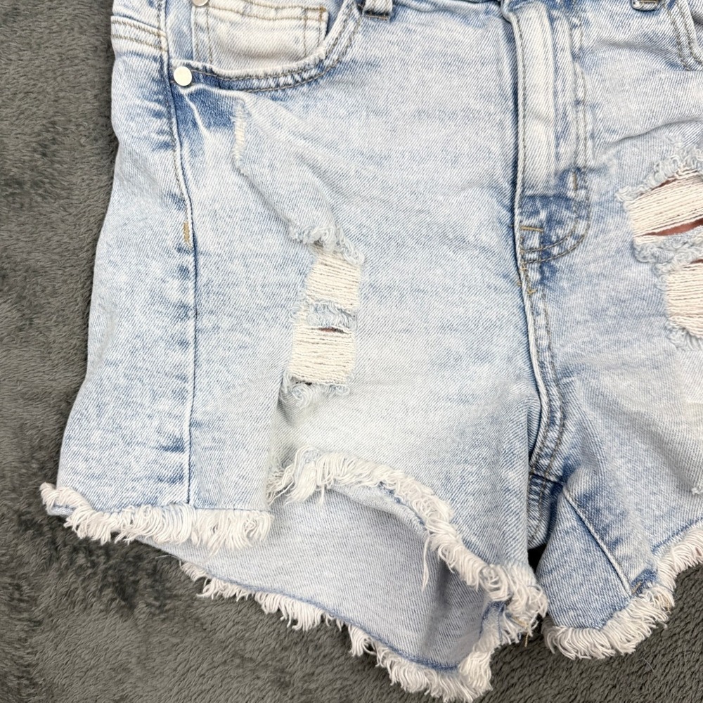 Kendall + Kylie The Icon Short Distressed‎ Denim Frayed Hem Light Wash Women's - Picture 9 of 12